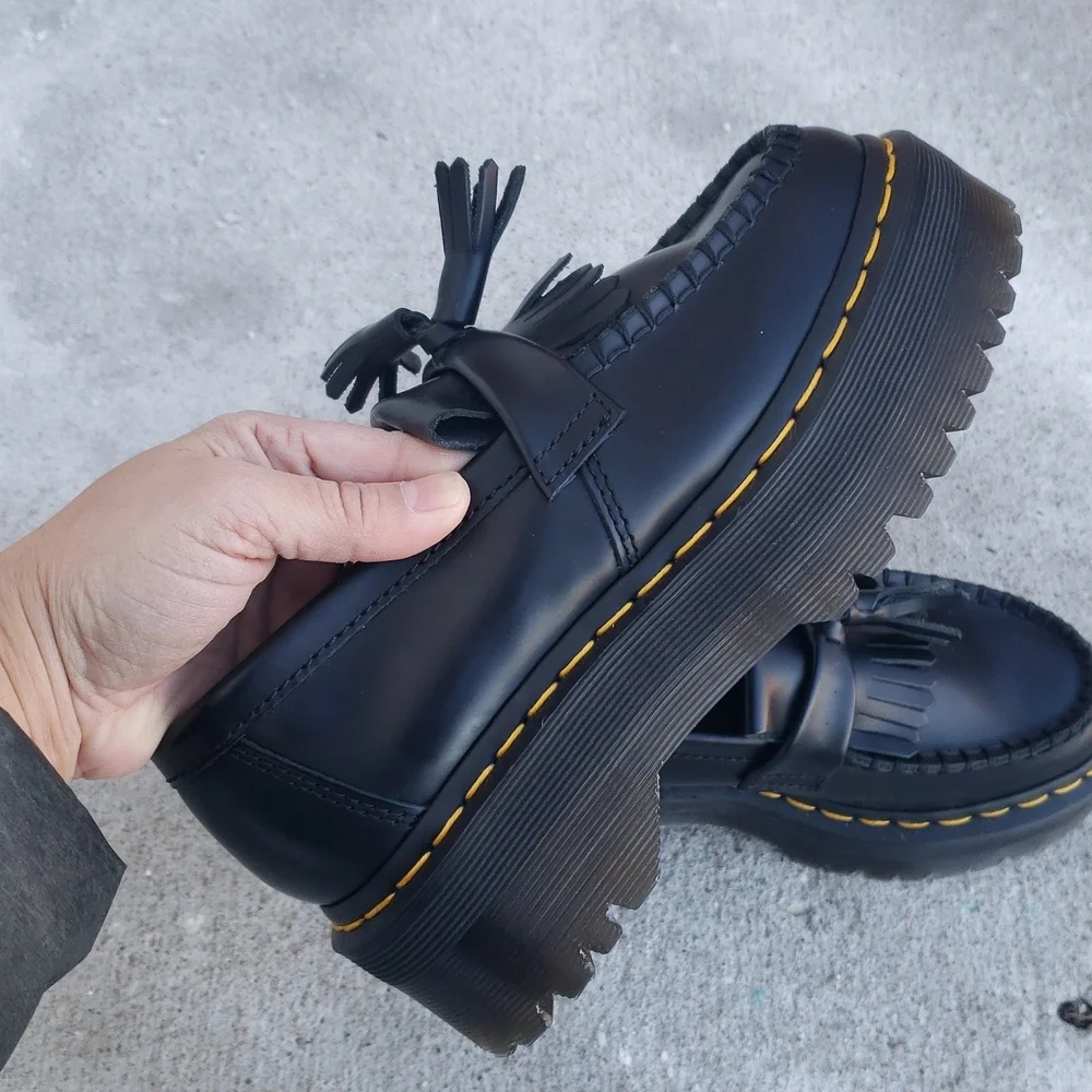 Dr. Martens Adrian Quad Leather Platform Loafers Size 5 Grunge Punk Black